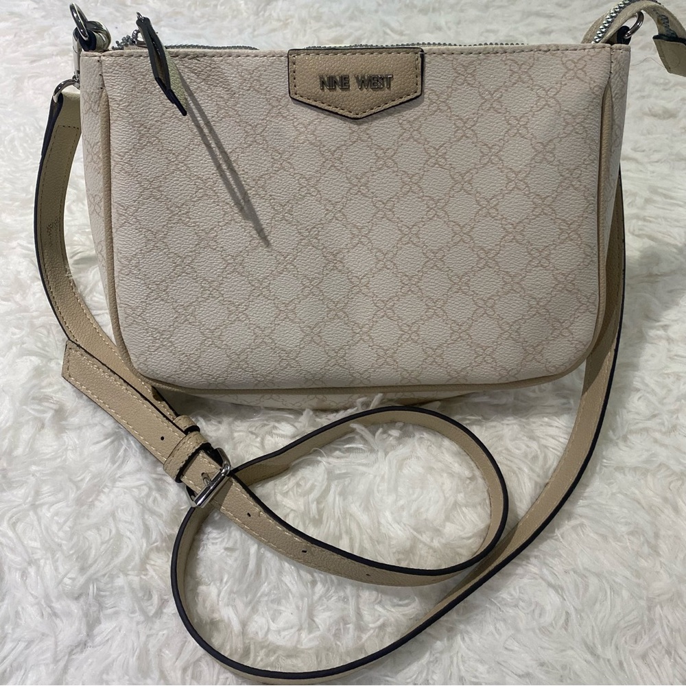 Nine West Cream Chic Crossbody Bag with Adjustable Strap